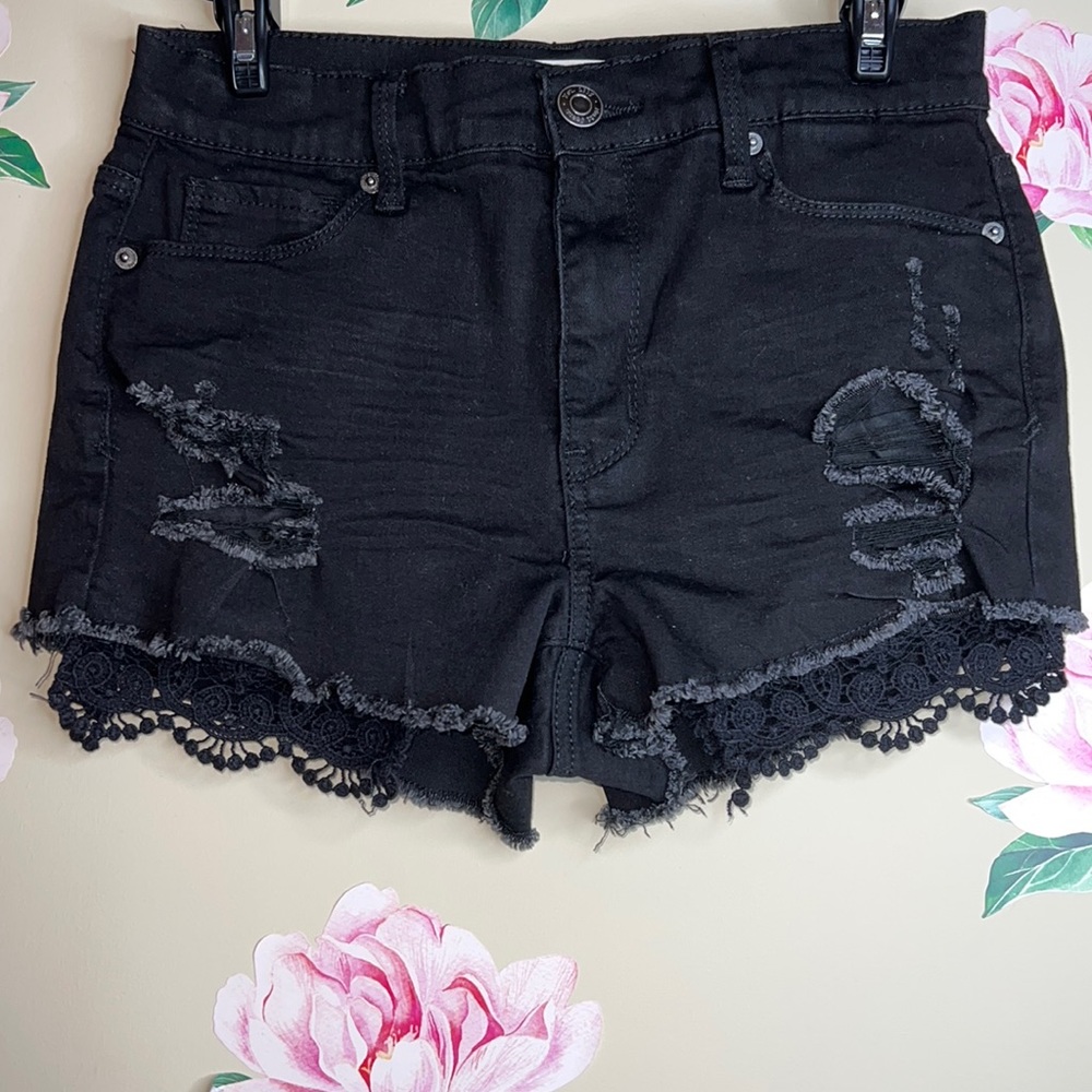 Mudd Shortie High Rise Flex Stretch Short Distressed  Denim Jean Shorts. X-11
